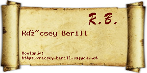 Récsey Berill névjegykártya
